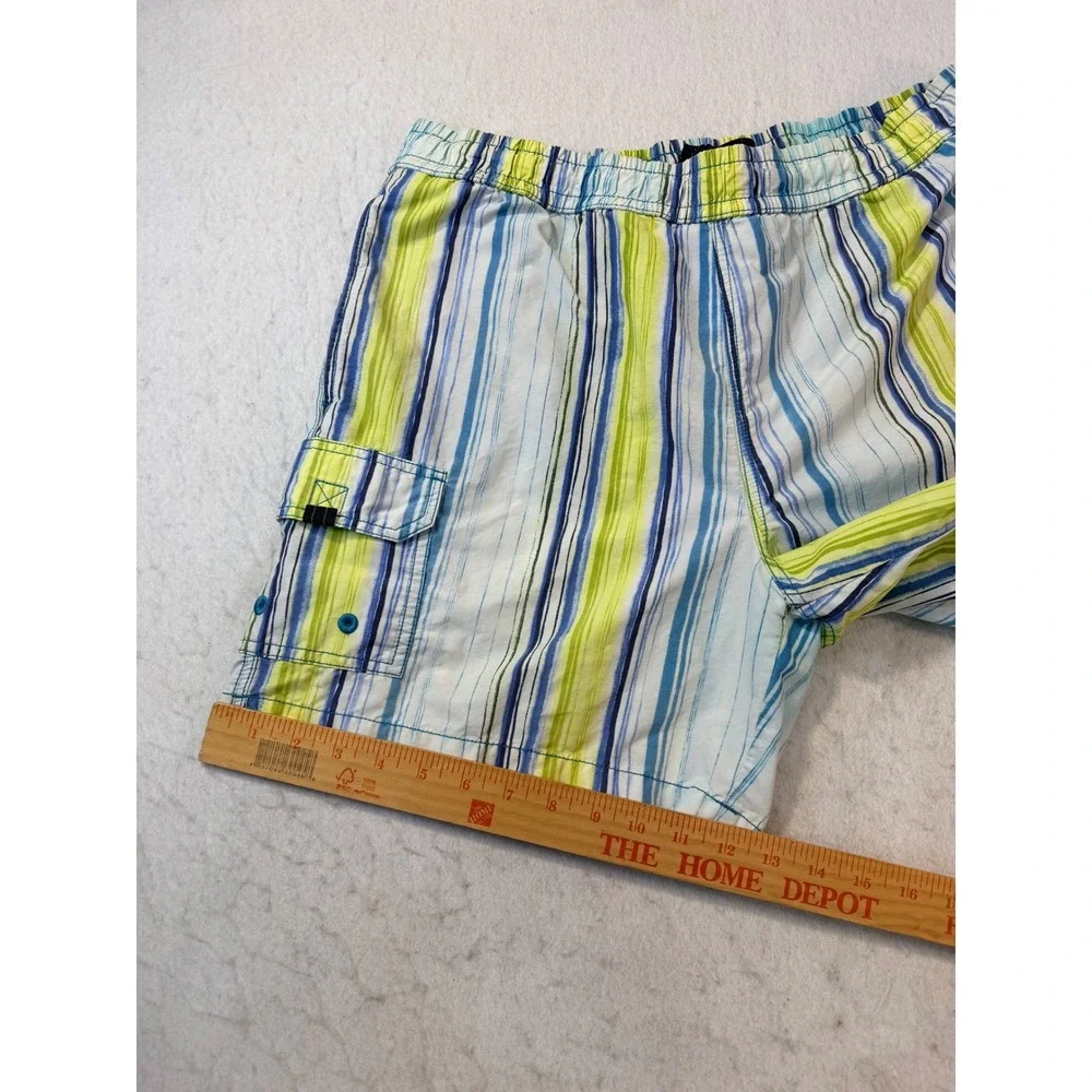 VTG Tommy Bahama Relax Mens Blue Green Striped Swim Trunks Cargo Pocket Size XL